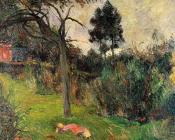 保罗 高更 : Young Woman Lying in the Grass